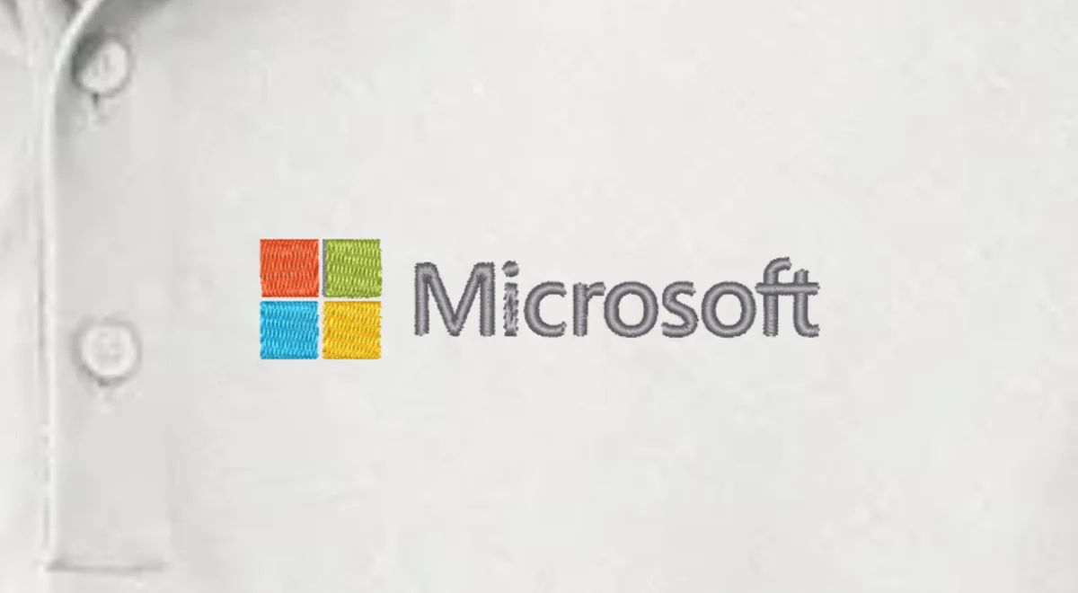 The same Microsoft logo as a Wilcom TrueView stitched render